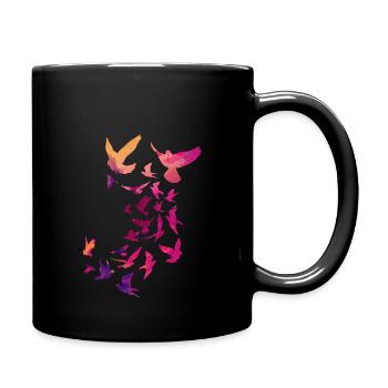 sourds,pigeons,oiseaux,vole d’oiseau,coloré,graffiti, - Mug uni - noir - Droite
