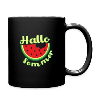 Melone Hallo Sommer - Tasse einfarbig - Schwarz - Rechts