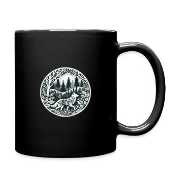 Wolf im Wald - Tasse einfarbig - Schwarz - Rechts