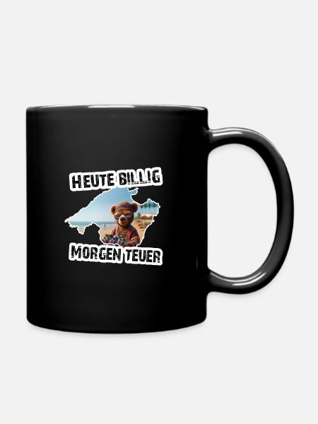 Helmut, heute billig morgen teuer, Malle - Tasse einfarbig - Schwarz