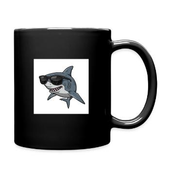 Cooler Hai mit Sonnenbrille - Tasse einfarbig - Schwarz - Rechts
