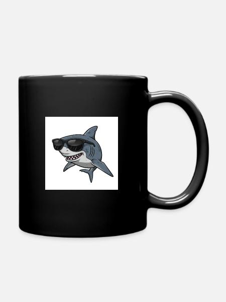 Cooler Hai mit Sonnenbrille - Tasse einfarbig - Schwarz