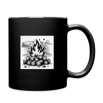 Lagerfeuer im Comic-Stil: Wärme & Atmosphäre - Tasse einfarbig - Schwarz - Rechts