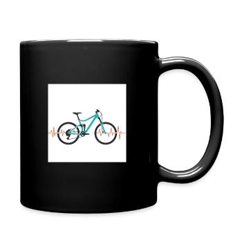 Im Rhythmus der Berge: Mountainbike & Herzschlag - Tasse einfarbig - Schwarz - Rechts