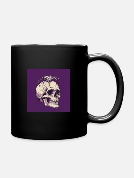 Schädel und Spinne – Dunkle Eleganz des Todes - Tasse einfarbig - Schwarz