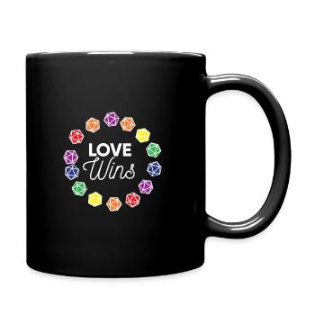 Pen and paper love wins gay pride - Full Colour Mug - black - Right