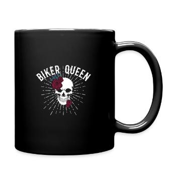 Motorrad fahren Frau - Tasse einfarbig - Schwarz - Rechts