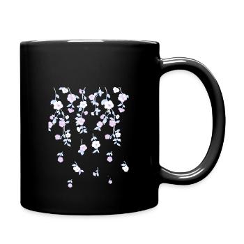 Blumen, Aquarell, Malerei, wasserfarbe ,lila - Tasse einfarbig - Schwarz - Rechts