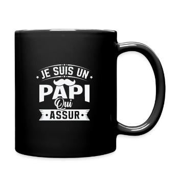 Je suis un Papi qui assure, Cadeau grand père - Mug uni - noir - Droite