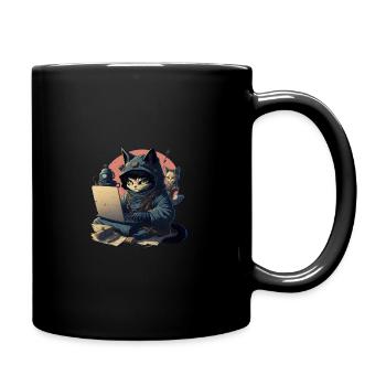 Ninja cat in pajamas, undercover experts - Full Colour Mug - black - Right