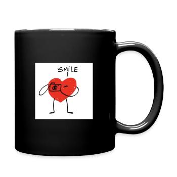 Coeur avec caméra dessin animé - Mug uni - noir - Droite