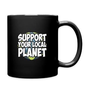 Support Votre local planet | Environnement Protection du climat - Mug uni - noir - Droite
