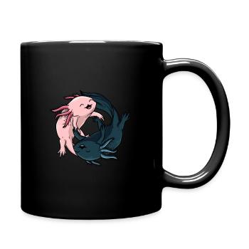Axolotl Yin Yang Gift Cute kawaii japan - Full Colour Mug - black - Right