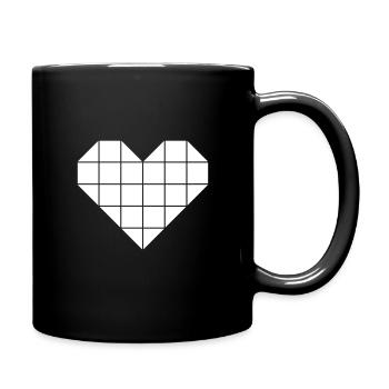Herz aus Dreiecken und Vierecken - Tasse einfarbig - Schwarz - Rechts