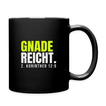 Gnade reicht – 2. Korinther 12,9 - Tasse einfarbig - Schwarz - Rechts
