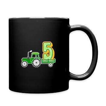 Five year old fifth birthday tractor 5 - Full Colour Mug - black - Right