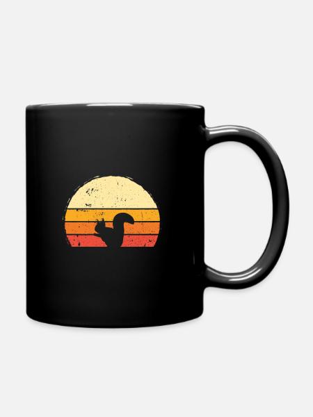 Retro Eichhörnchen - Tasse einfarbig - Schwarz