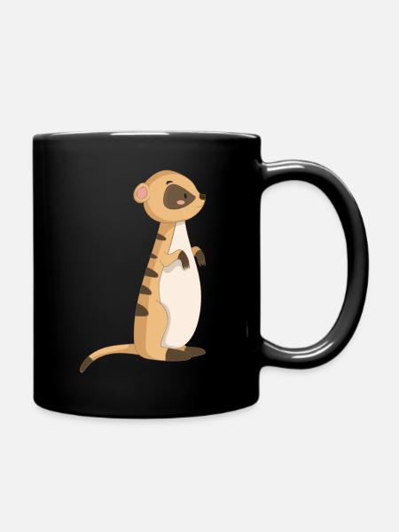 Erdmännchen Meerkatze - Tasse einfarbig - Schwarz