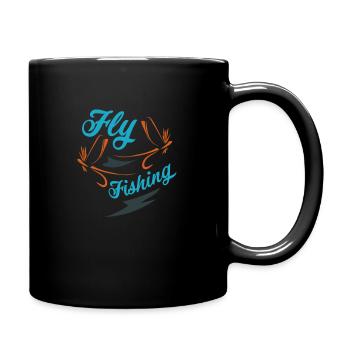 Fliegenfischen Angelliebhaber Vatertag Geschenk - Tasse einfarbig - Schwarz - Rechts
