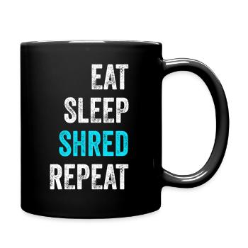 EAT SLEEP SHRED Snowboard Shirt Gift - Full Colour Mug - black - Right
