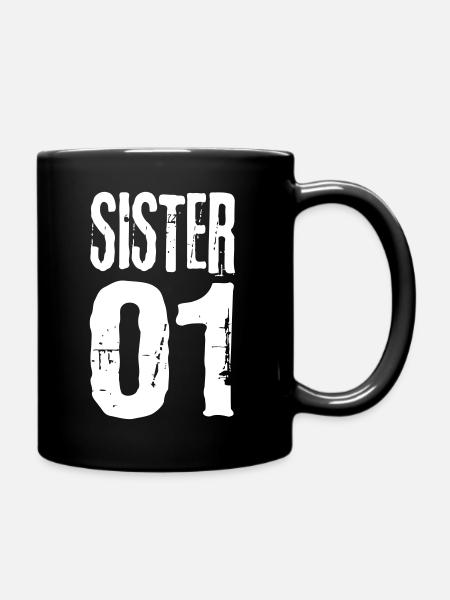 Sister 01 sister 02 sisters girlfriends cool - Full Colour Mug - black