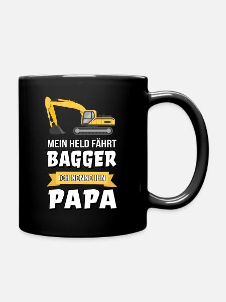 Bagger Baggerfahrer Bauarbeiter Papa Geschenk - Tasse einfarbig - Schwarz