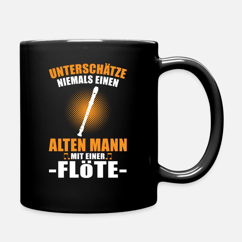 Blockflöte Flötenspieler Flötist Opa Geschenk - Tasse einfarbig - Schwarz