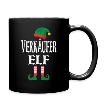 Weihnachts Verkäufer Elf - Tasse einfarbig - Schwarz - Rechts