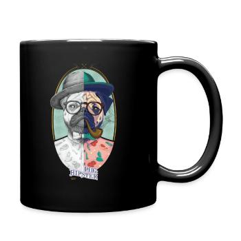 Pug Hipster - Full Colour Mug - black - Right