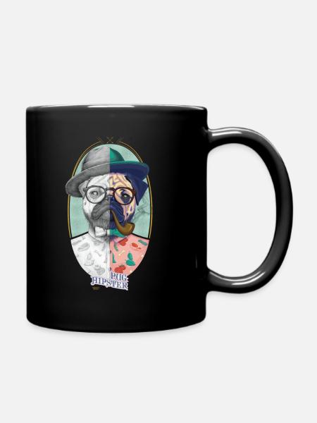 Pug Hipster - Full Colour Mug - black