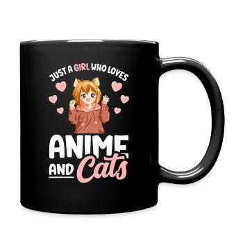 Fille Qui Aime Les Animés et Chats Pour Ado - Mug uni - noir - Droite