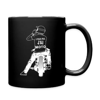 Motard humour. Je peux pas j'ai moto - Mug uni - noir - Droite