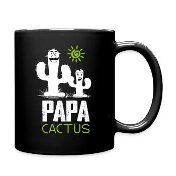 Papa Kaktus - Tasse einfarbig - Schwarz - Rechts