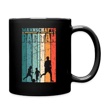 Vater mit 2 Söhnen Fußballer Fußball Papa - Tasse einfarbig - Schwarz - Rechts