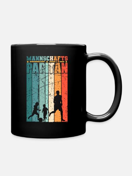 Vater mit 2 Söhnen Fußballer Fußball Papa - Tasse einfarbig - Schwarz