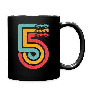 5. Geburtstag Rennwagen 5 Jahre alt Rennauto - Tasse einfarbig - Schwarz - Rechts