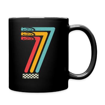 7. Geburtstag Rennwagen 7 Jahre alt Rennauto - Tasse einfarbig - Schwarz - Rechts