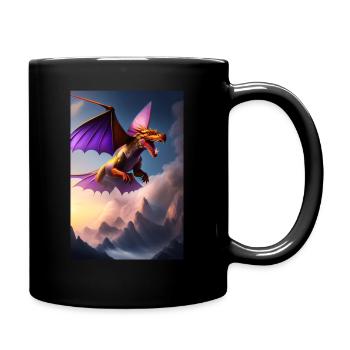 Drache überfliegt Fantasylandschaft - Tasse einfarbig - Schwarz - Rechts