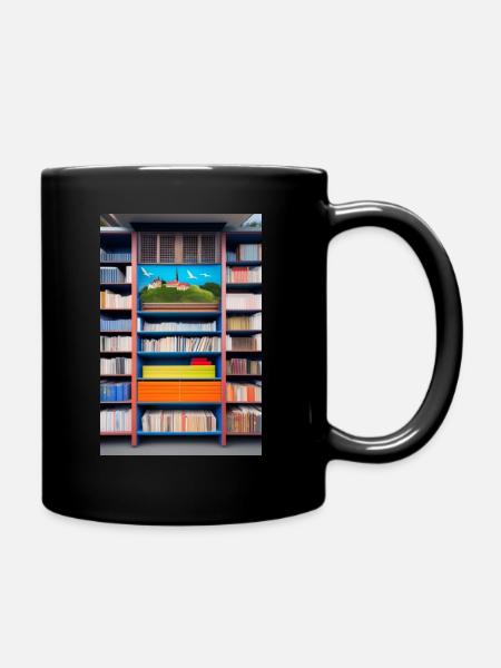 Das Bücheregal - Tasse einfarbig - Schwarz