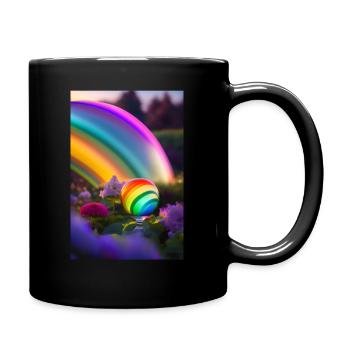 Fantasy Motiv Regenbogen mit Kreisel bunt - Tasse einfarbig - Schwarz - Rechts