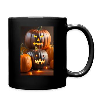 Halloween Kürbis Design - Tasse einfarbig - Schwarz - Rechts