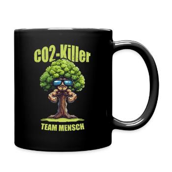CO2 Killer Baum - hell - Tasse einfarbig - Schwarz - Rechts