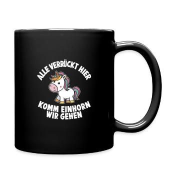 Einhorn Einhörner Fabelwesen Mystisch - Tasse einfarbig - Schwarz - Rechts