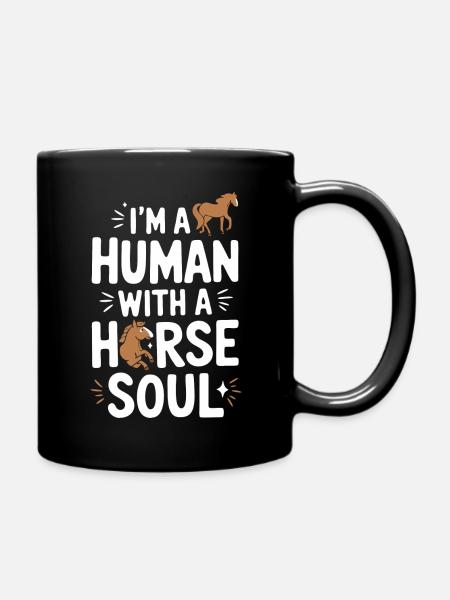 Pferd Pferde Reiten Pferdereiten Sprungreiten - Tasse einfarbig - Schwarz