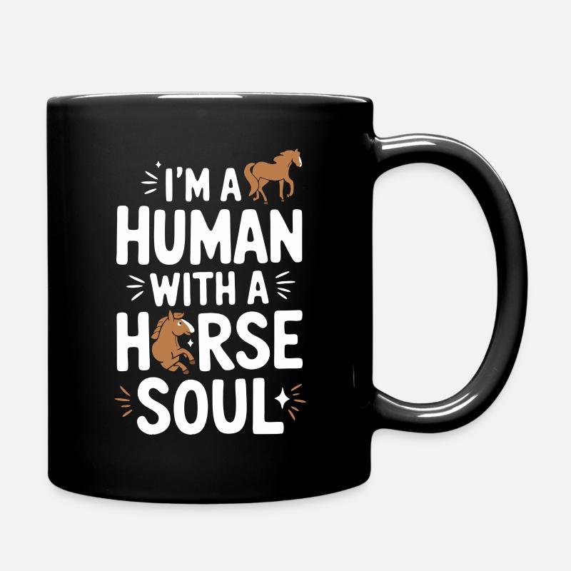 Pferd Pferde Reiten Pferdereiten Sprungreiten - Tasse einfarbig - Schwarz