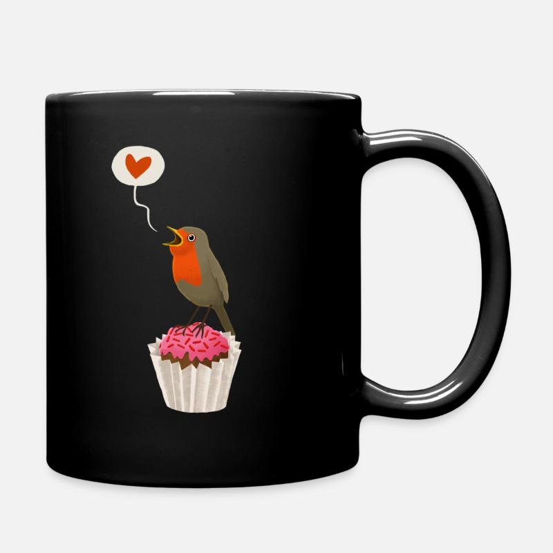 Rotkehlchen wünscht alles Liebe! - Tasse einfarbig - Schwarz