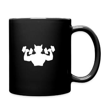 Body Builder Cat - Gym Bodybuilder Gym - Full Colour Mug - black - Right