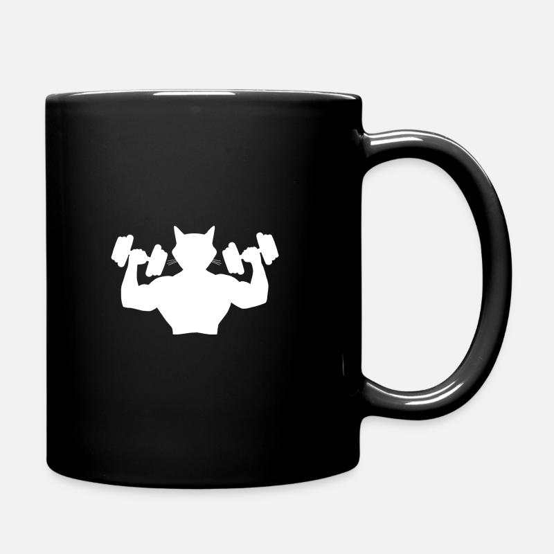 Body Builder Cat - Gym Bodybuilder Gym - Full Colour Mug - black