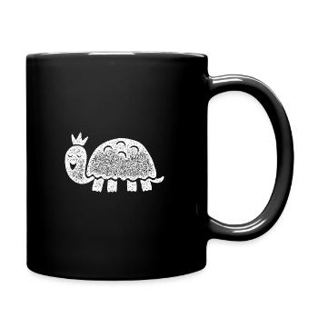 Tortue rieuse avec couronne - Mug uni - noir - Droite