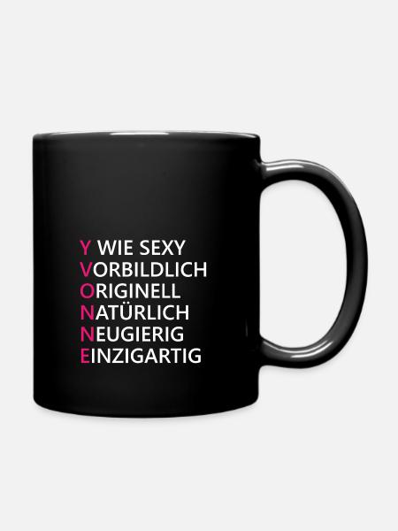 Yvonne Name Geschenk - Tasse einfarbig - Schwarz